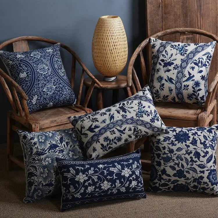 Blue Porcelain Cushion Cover Collection - The Dreamy Home