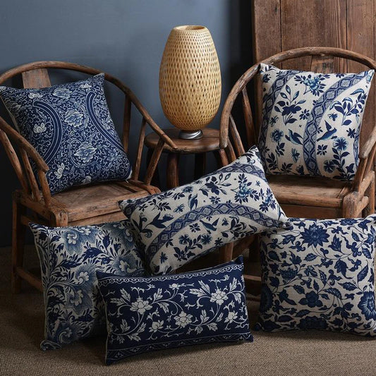 Blue Porcelain Cushion Cover Collection - The Dreamy Home