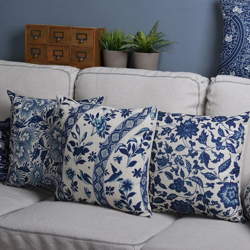 Blue Porcelain Cushion Cover Collection - The Dreamy Home