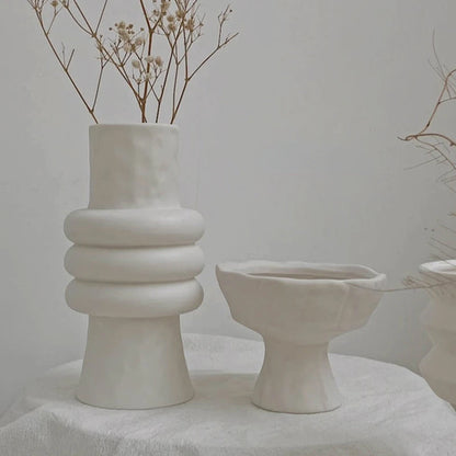 Nordic Ceramic White Vase for Dry Flowers - The Dreamy Home