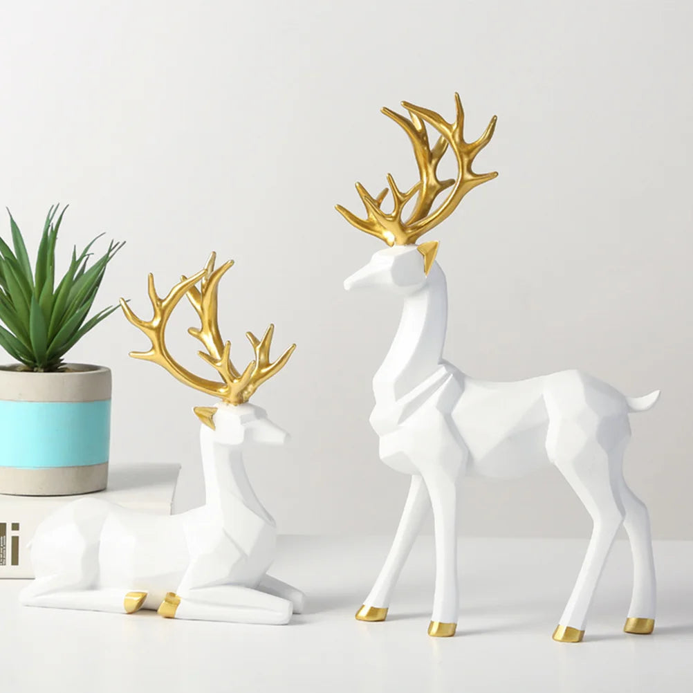 2 Pcs Origami Decorative Reindeer Statues - The Dreamy Home