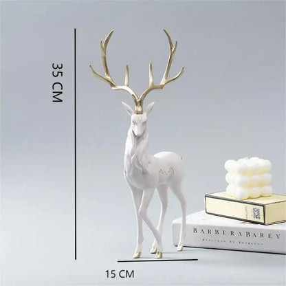 High End Deer Statue Reindeer Figurines Resin Sculpture For Living Room Luxury Home Decoration Nordic Tabletop Ornaments New - The Dreamy Home