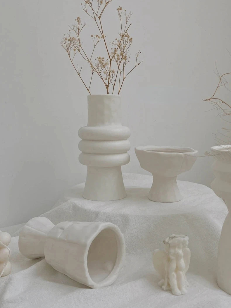 Nordic Ceramic White Vase for Dry Flowers - The Dreamy Home