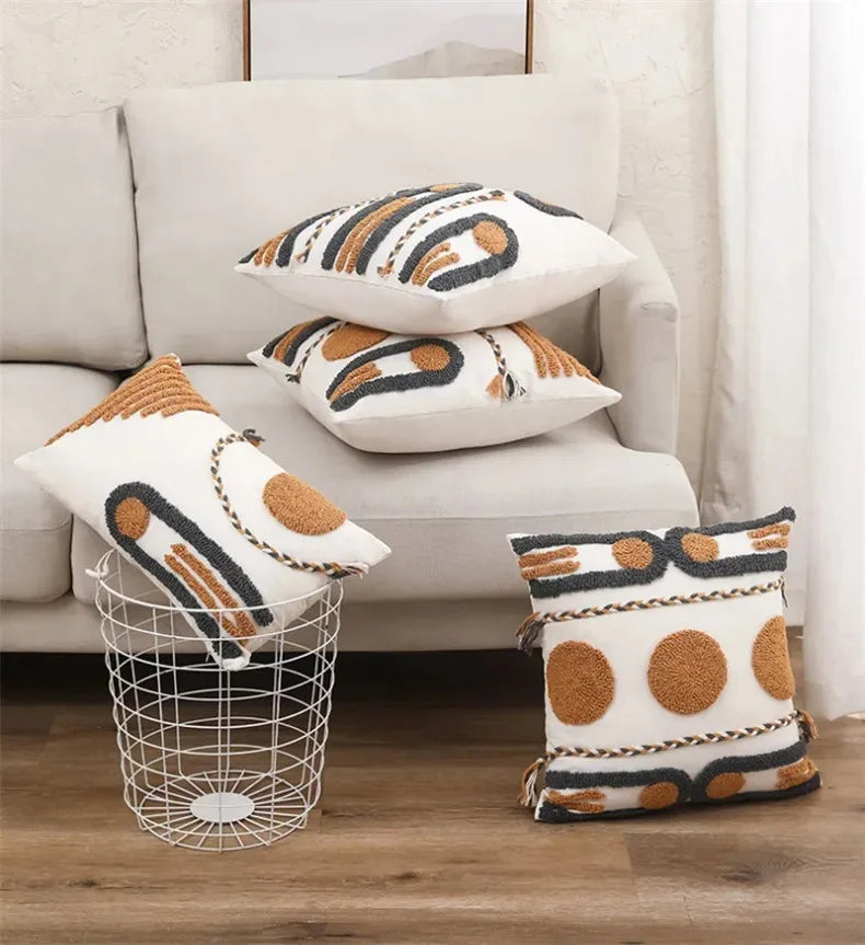 Bohemian Embroidered Geometric Pillow Cover Collection - The Dreamy Home