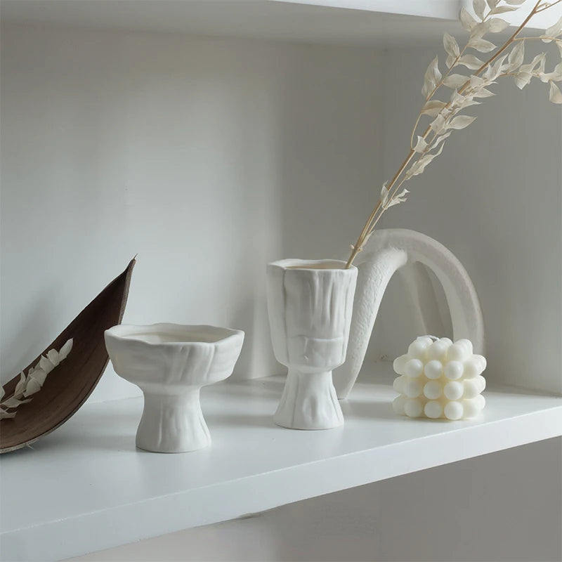 Nordic Ceramic White Vase for Dry Flowers - The Dreamy Home