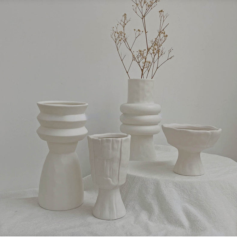 Nordic Ceramic White Vase for Dry Flowers - The Dreamy Home