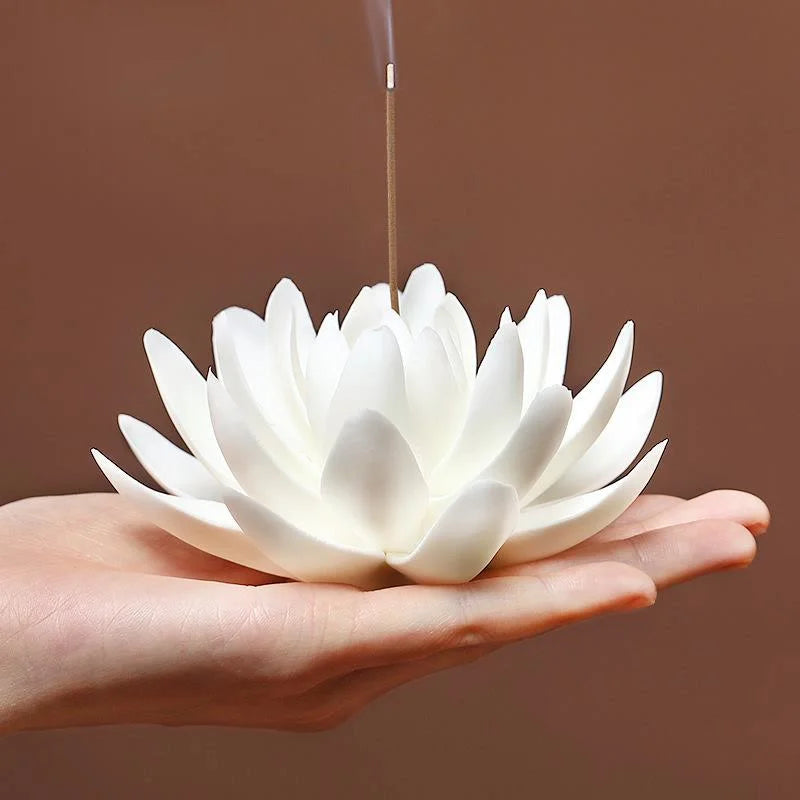 Ceramic White Lotus Incense Burner - The Dreamy Home