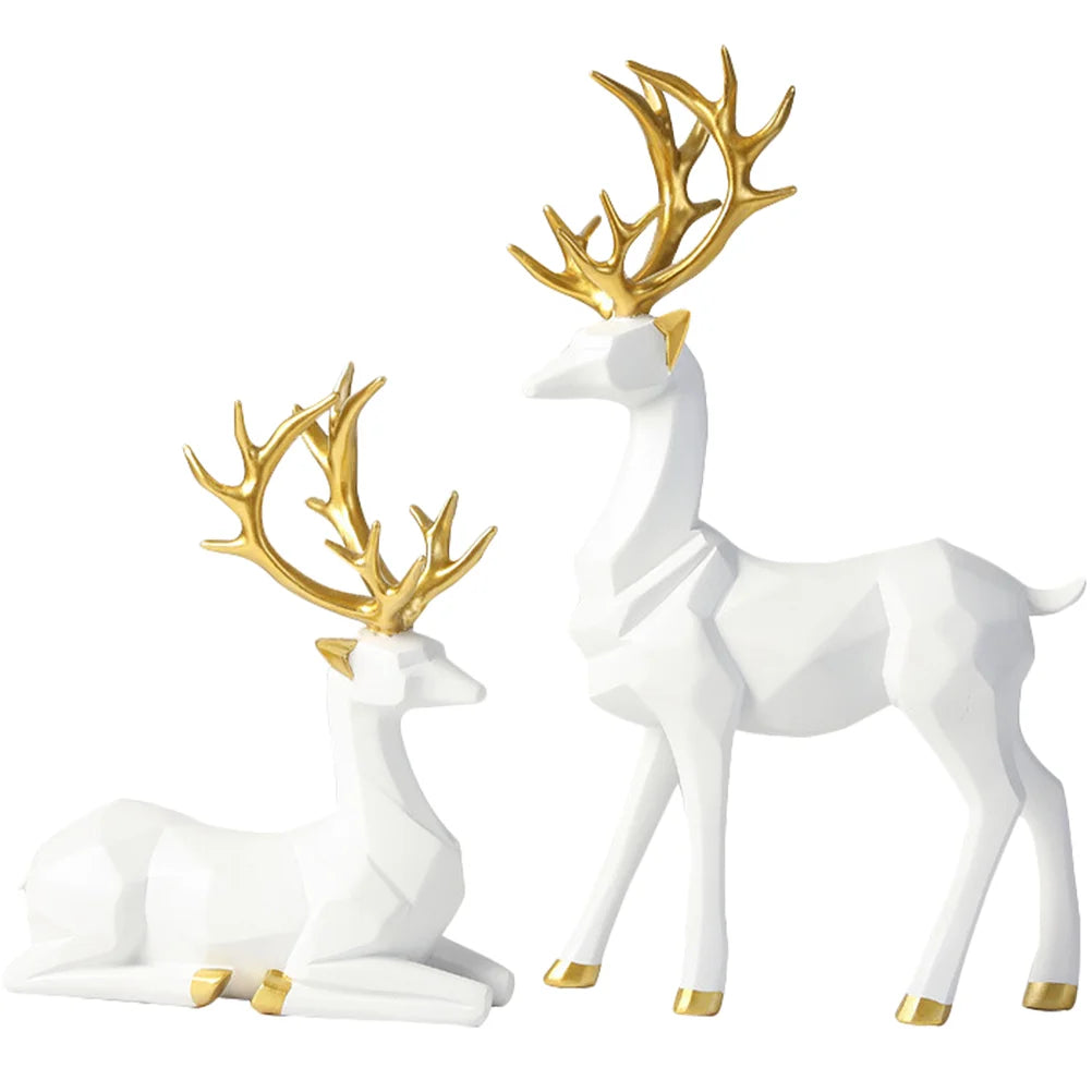 2 Pcs Origami Decorative Reindeer Statues - The Dreamy Home