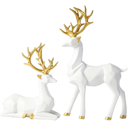 2 Pcs Origami Decorative Reindeer Statues - The Dreamy Home