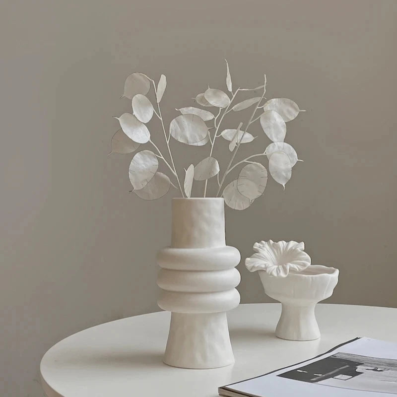 Nordic Ceramic White Vase for Dry Flowers - The Dreamy Home