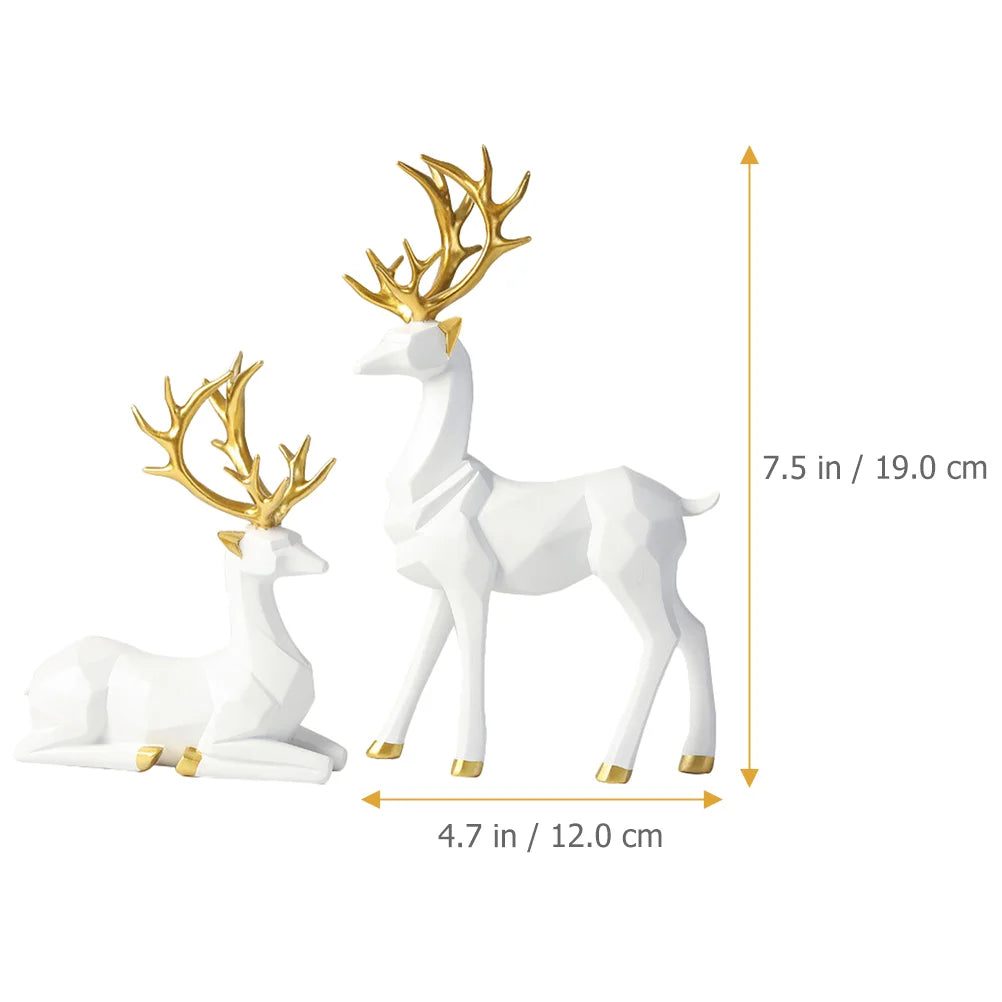 2 Pcs Origami Decorative Reindeer Statues - The Dreamy Home