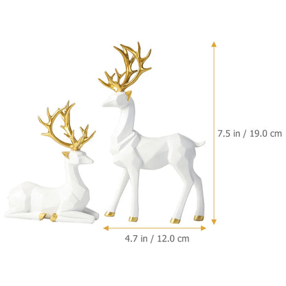 2 Pcs Origami Decorative Reindeer Statues - The Dreamy Home