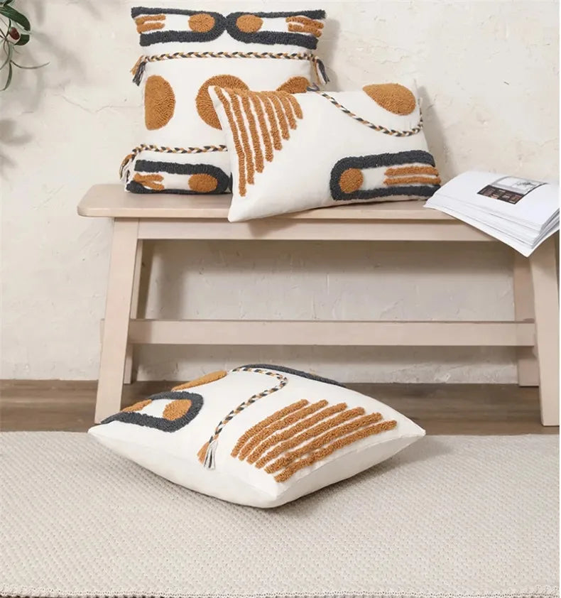 Bohemian Embroidered Geometric Pillow Cover Collection - The Dreamy Home