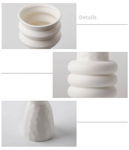 Nordic Ceramic White Vase for Dry Flowers - The Dreamy Home