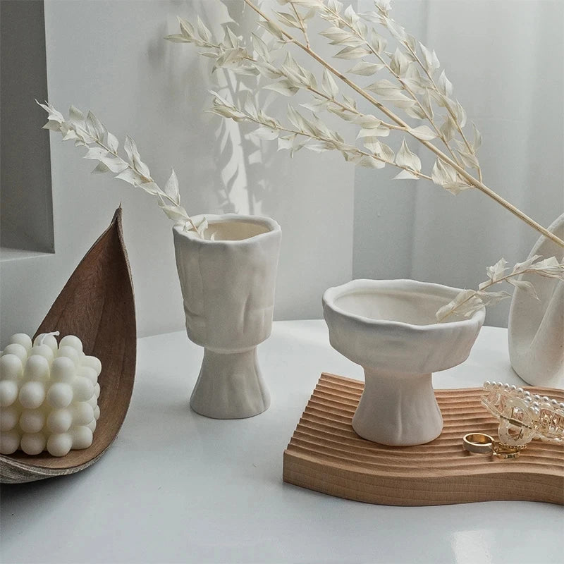 Nordic Ceramic White Vase for Dry Flowers - The Dreamy Home