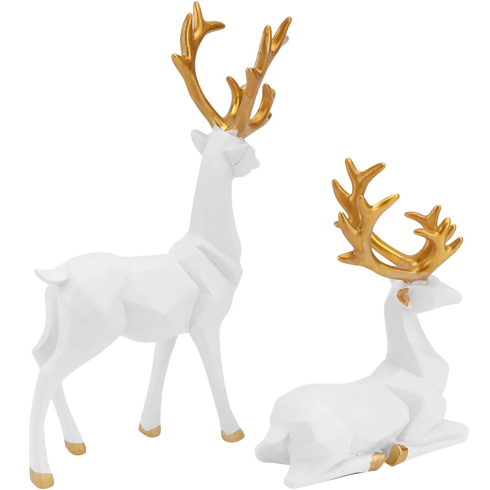 2 Pcs Origami Decorative Reindeer Statues - The Dreamy Home