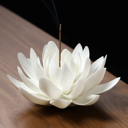 Ceramic White Lotus Incense Burner - The Dreamy Home