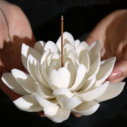 Ceramic White Lotus Incense Burner - The Dreamy Home