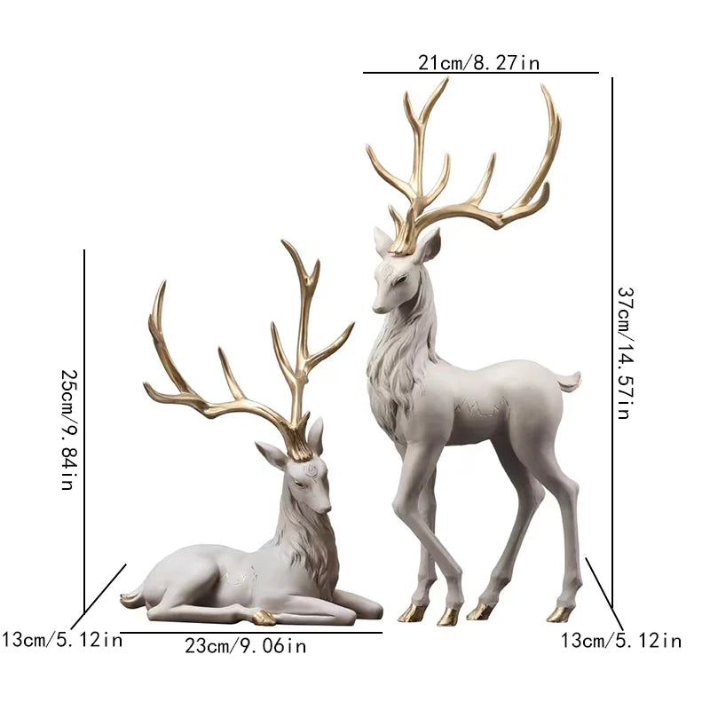 High End Deer Statue Reindeer Figurines Resin Sculpture For Living Room Luxury Home Decoration Nordic Tabletop Ornaments New - The Dreamy Home