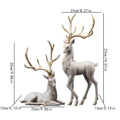 High End Deer Statue Reindeer Figurines Resin Sculpture For Living Room Luxury Home Decoration Nordic Tabletop Ornaments New - The Dreamy Home