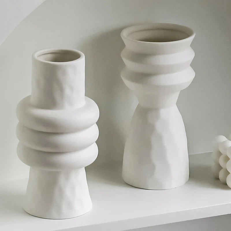 Nordic Ceramic White Vase for Dry Flowers - The Dreamy Home