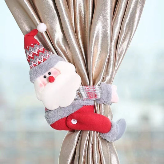 2 pc Santa Claus Curtain Tieback - Plush Christmas Curtain Holder Set - The Dreamy Home