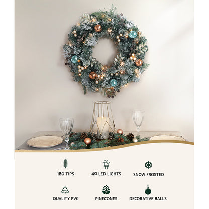 Jingle Jollys 60cm Christmas Wreath with LED Lights - The Dreamy Home